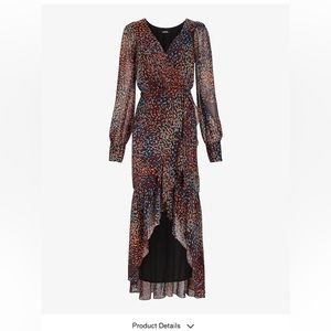 Express Metallic Printed Faux Wrap Ruffle Hi-Lo Maxi Dress size XL